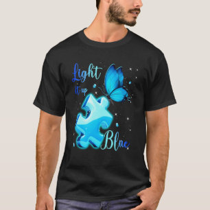 Light It Up Blue Autism Awareness Autistic Puzzle T-Shirt