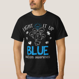 Light It Up Blue Autism Awareness Autistic Puzzle T-Shirt