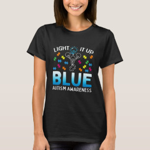 Light It Up Blue Autism Awareness Autistic Puzzle  T-Shirt