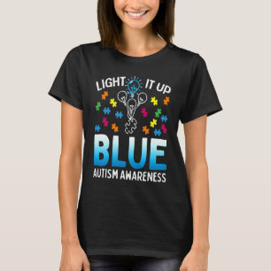 Light It Up Blue Autism Awareness Autistic Puzzle T-Shirt