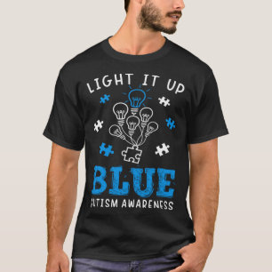 Light It Up Blue Autism Awareness Autistic Puzzle T-Shirt