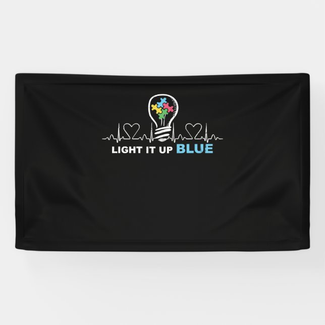 Light It Up Blue Autism Awareness Banner (Horizontal)