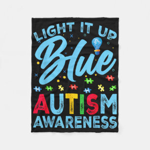 Light It Up Blue Autism Awareness Men Women Kids 1 Fleece Blanket