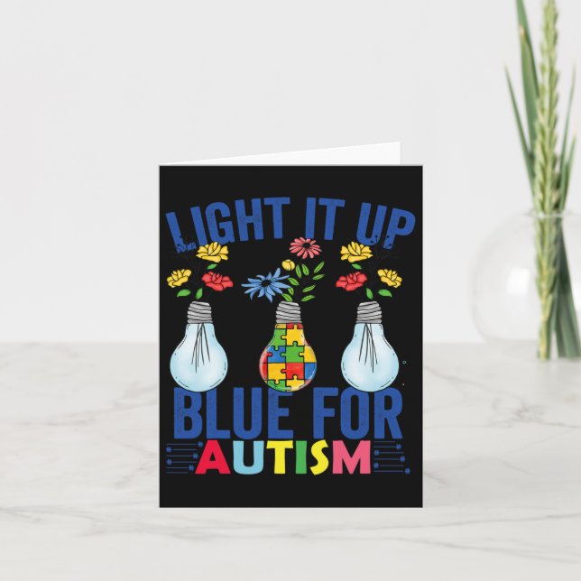 Light It Up Blue Autism Awareness Month  Card (Front)