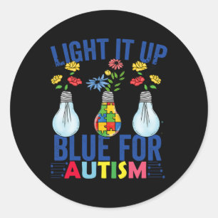 Light It Up Blue Autism Awareness Month  Classic Round Sticker