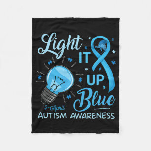 Light It Up Blue Autism Awareness Puzzle Men Women Fleece Blanket