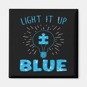 Light It Up Blue Autism Awareness Puzzle Piece Magnet
