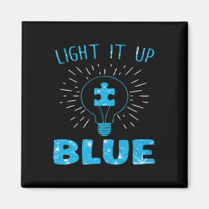 Light It Up Blue Autism Awareness Puzzle Piece  Magnet