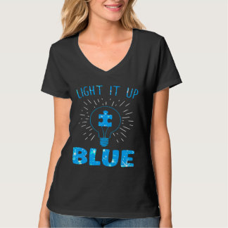 Light It Up Blue Autism Awareness Puzzle Piece Mot T-Shirt