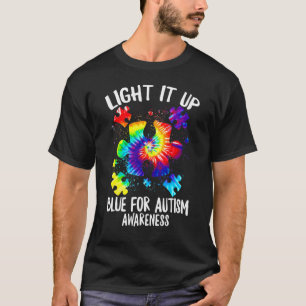Light It Up Blue Autism Awareness Puzzle Piece Ri T-Shirt