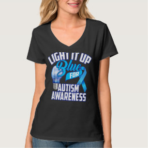 Light It Up Blue Autism Awareness  Puzzle Piece Ri T-Shirt