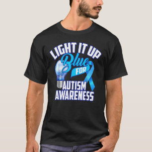 Light It Up Blue Autism Awareness  Puzzle Piece Ri T-Shirt
