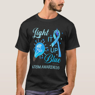 Light It Up Blue Autism Awareness Puzzle Piece Ri T-Shirt
