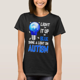 Light It Up Blue Autism Awareness Puzzle Piece Ri T-Shirt