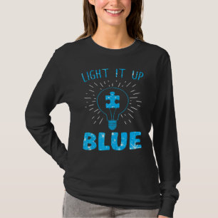 Light It Up Blue Autism Awareness  Puzzle Piece Ri T-Shirt