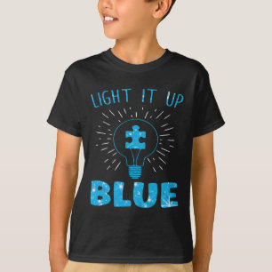 Light It Up Blue Autism Awareness Puzzle Piece T-Shirt