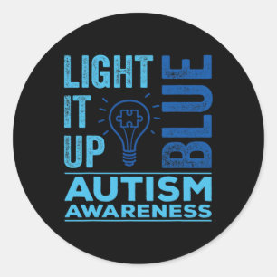 Light It Up Blue Autism Awareness S  Classic Round Sticker