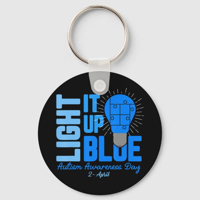 Light It Up Blue Autism Awareness Shirt, Autism Aw Key Ring (Front)