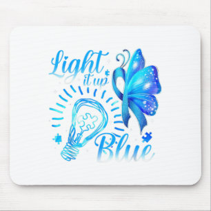 Light It Up Blue Autism Awareness Shirt Puzzle Pie Mouse Pad