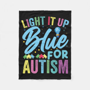 Light It Up Blue Autism Awareness T-Shirt92  Fleece Blanket