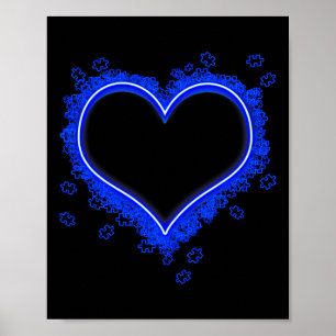 Light It Up Blue Autism Heart Puzzle Pieces Autism Poster