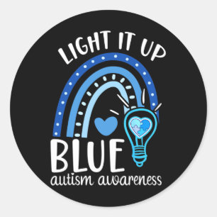 Light It Up Blue Autism Tee I Wear Blue For Autism Classic Round Sticker