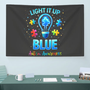 Light It Up Blue Autistic Autism Awareness Banner