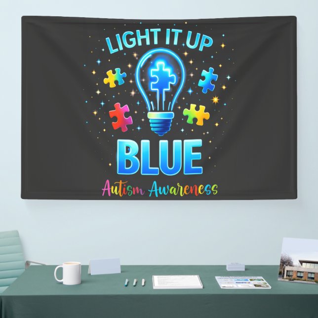 Light It Up Blue Autistic Autism Awareness Banner (Tradeshow)