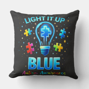 Light It Up Blue Autistic Autism Awareness Cushion