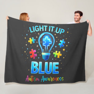 Light It Up Blue Autistic Autism Awareness Fleece Blanket