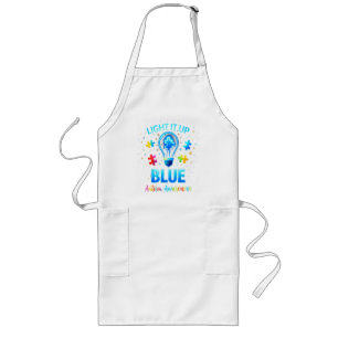 Light It Up Blue Autistic Autism Awareness Long Apron