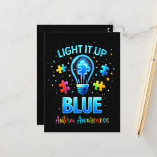 Light It Up Blue Autistic Autism Awareness Postcard