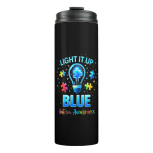 Light It Up Blue Autistic Autism Awareness Thermal Tumbler