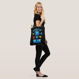 Light It Up Blue Autistic Autism Awareness Tote Bag