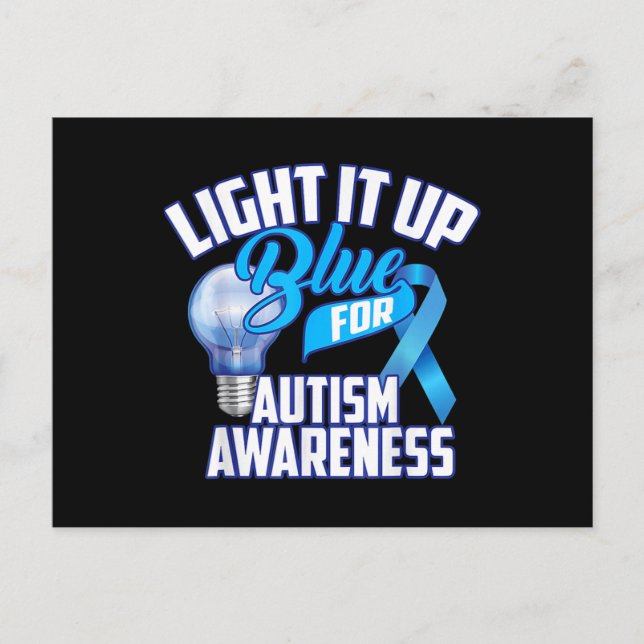 Light It Up Blue For Autism Awareness Gifts Blue R Postcard (Front)