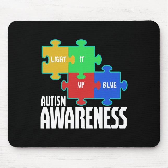 Light It Up Blue Puzzle Inspirational Autism Aware Mouse Pad (Front)