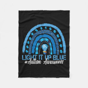 Light It Up Blue Rainbow Autism Awareness Fleece Blanket