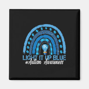 Light It Up Blue Rainbow Autism Awareness Magnet