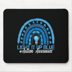 Light It Up Blue Rainbow Autism Awareness Mouse Pad