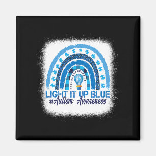 Light It Up Blue Rainbow Bleached Autism Awareness Magnet
