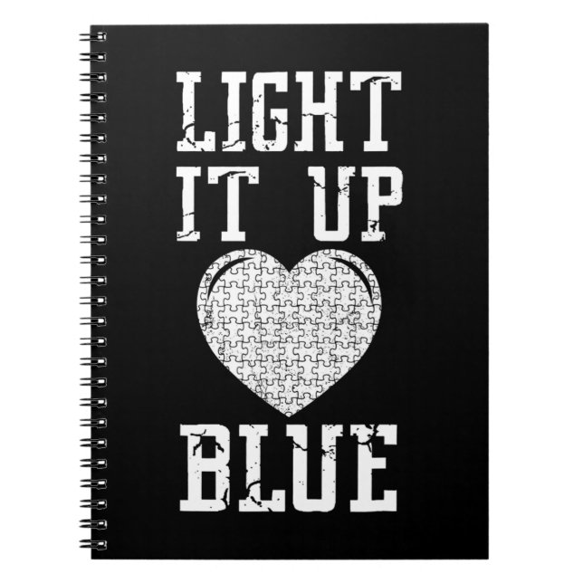 Light It Up Blue shirt Autism Awareness Puzzle Pie Notebook (Front)