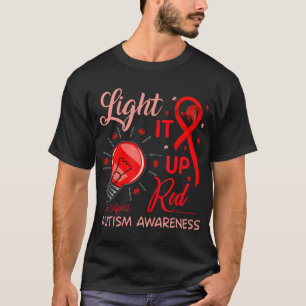 Light It Up Red Autism Awareness Puzzle Men Women  T-Shirt