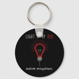 Light It Up Red For Autism Awareness Acceptance Re Key Ring