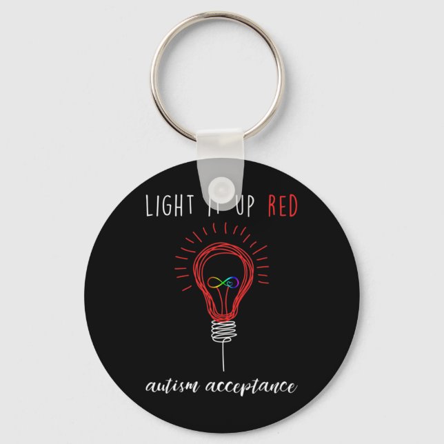 Light It Up Red For Autism Awareness Acceptance Re Key Ring (Front)