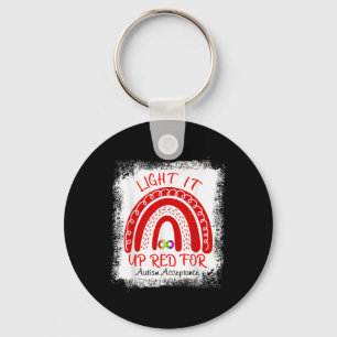Light It Up Red For Autism Awareness Acceptance Re Key Ring