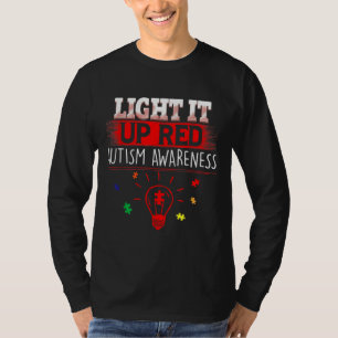 Light It Up Red Puzzle Piece Autism Awareness T-Shirt
