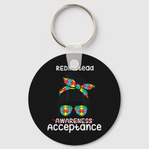 Light it up Red Shirt, redinstead Shirt, Autism-Ac Key Ring