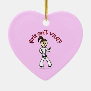 Light Karate Girl Ceramic Tree Decoration