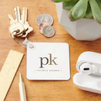 Light Khaki Brown Minimalist Monogram