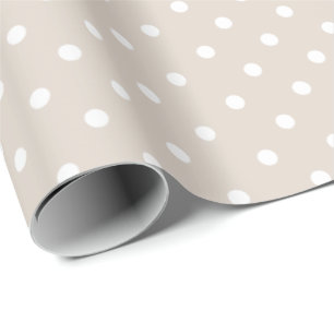 Light Khaki   White Polka Dot Wrapping Paper